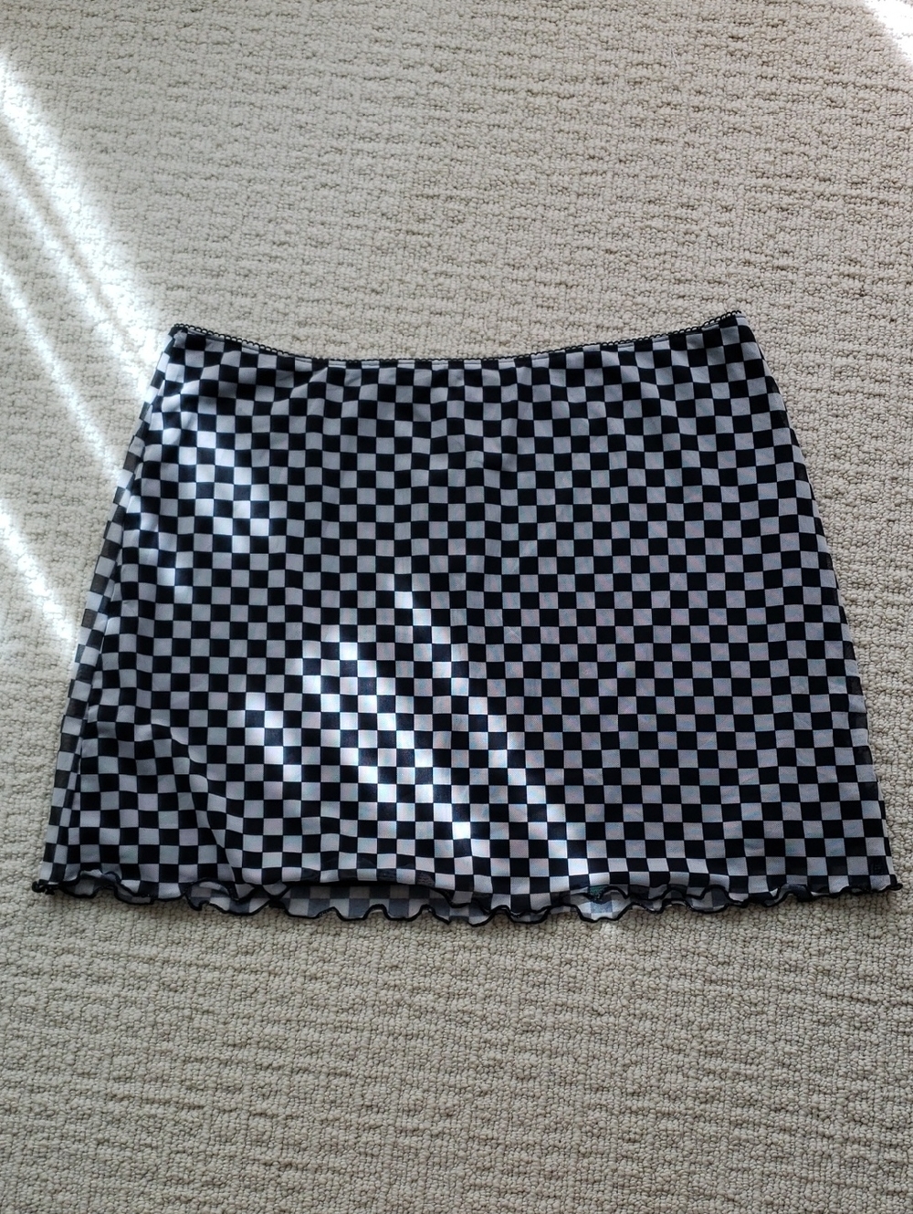 H&M Black and White Checkerboard Mini Skirt